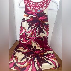 Antonio Melani Women's Size 12 Midi Dress Multi Pink Tone Design Sleeveless